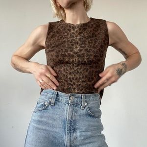 Vintage Leopard Print Mohair Crop Top